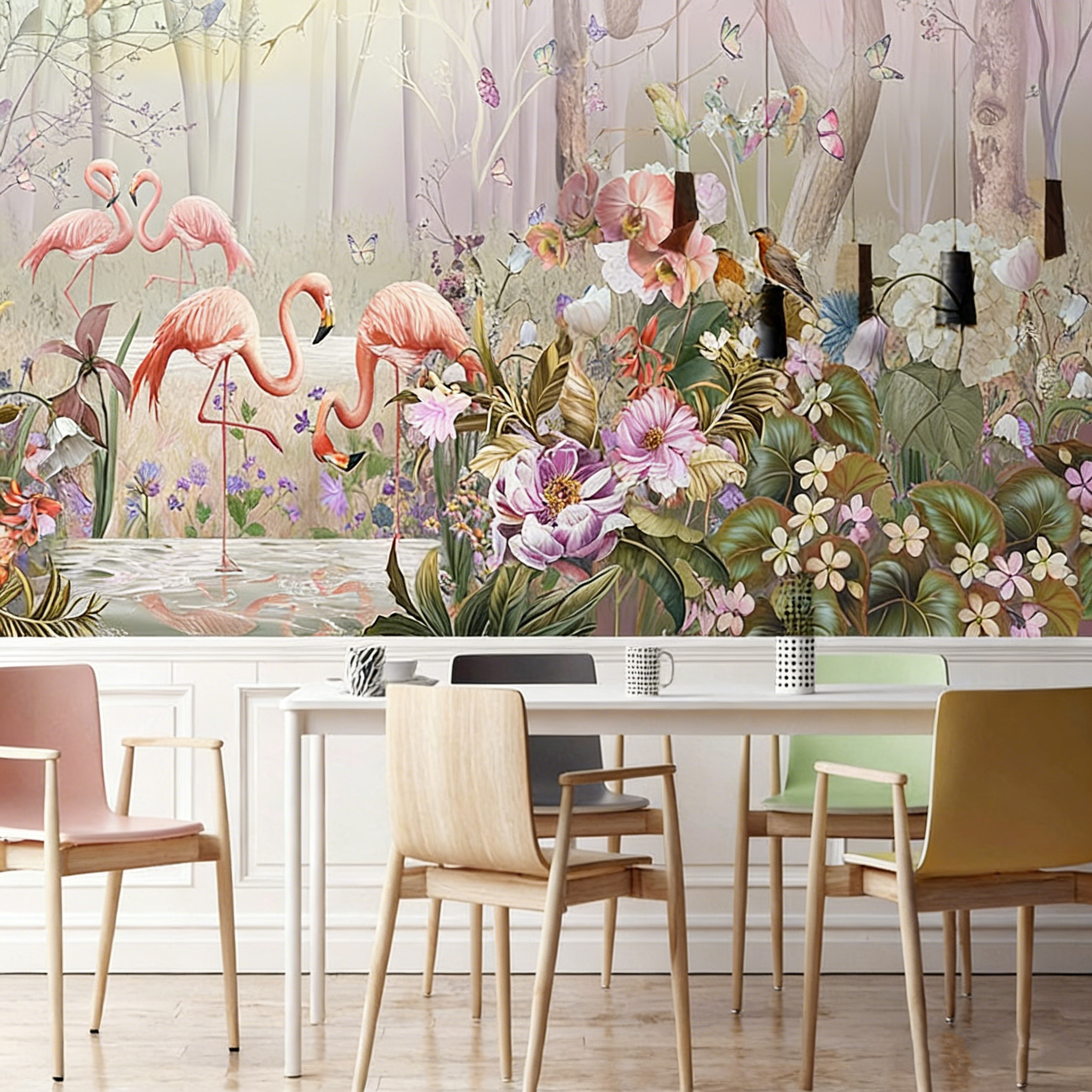 Home Improvement Background - custom flamingo wallpapers for living room