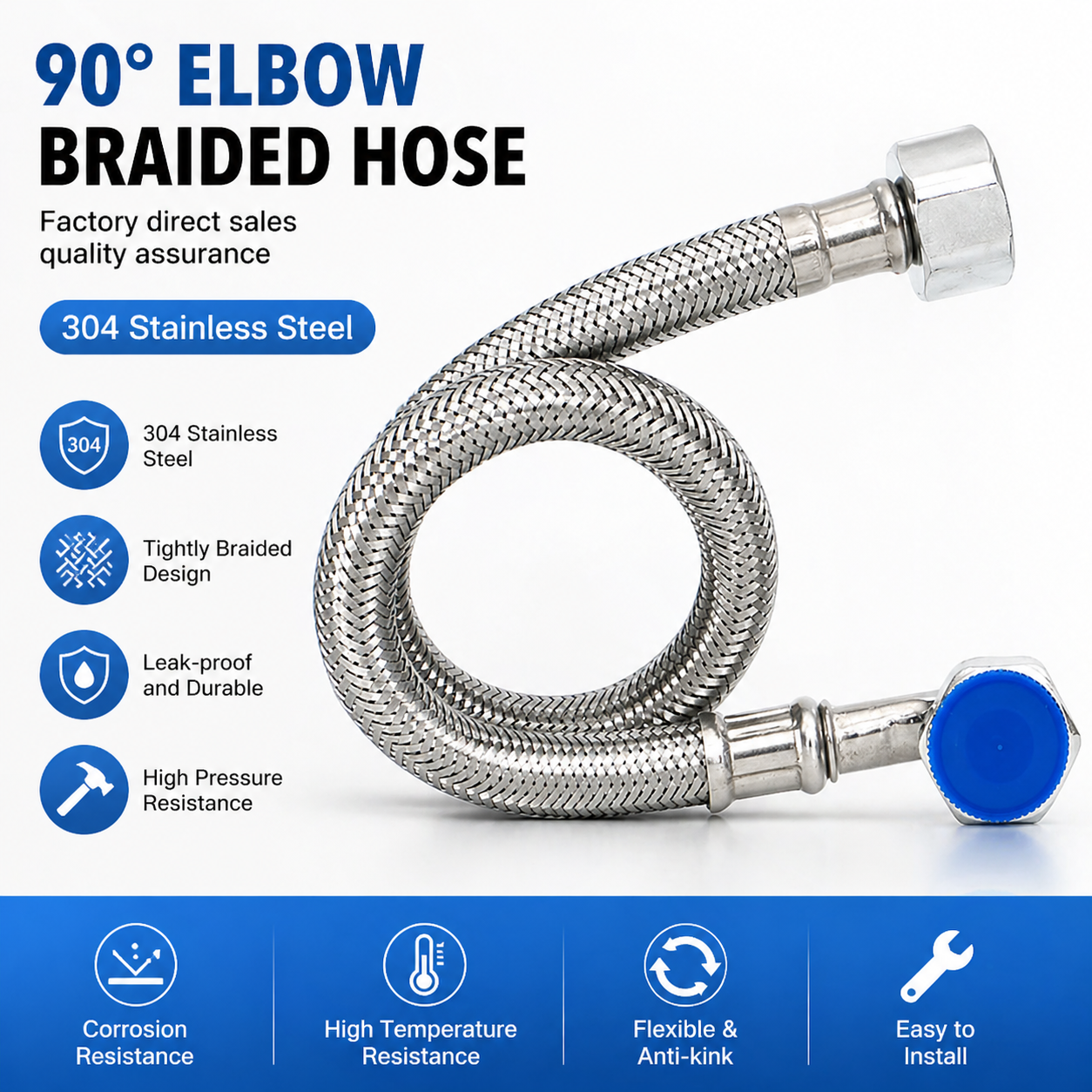 Toilet Flush Valve - 304 Stainless Steel Hose Angle Valve