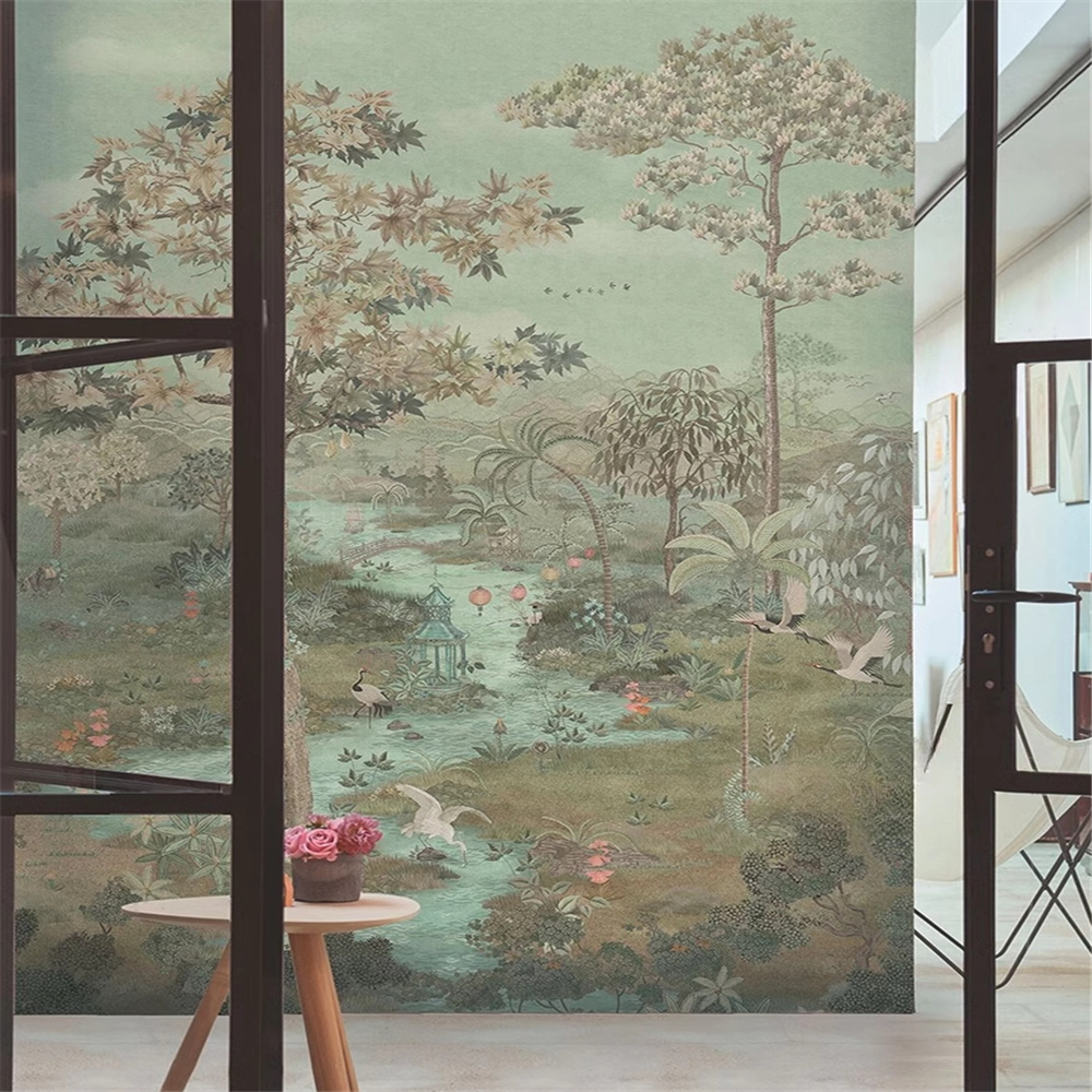 custom Photo Mural  Green Land - Home Improvement Background บทวิจารณ์และราคา
