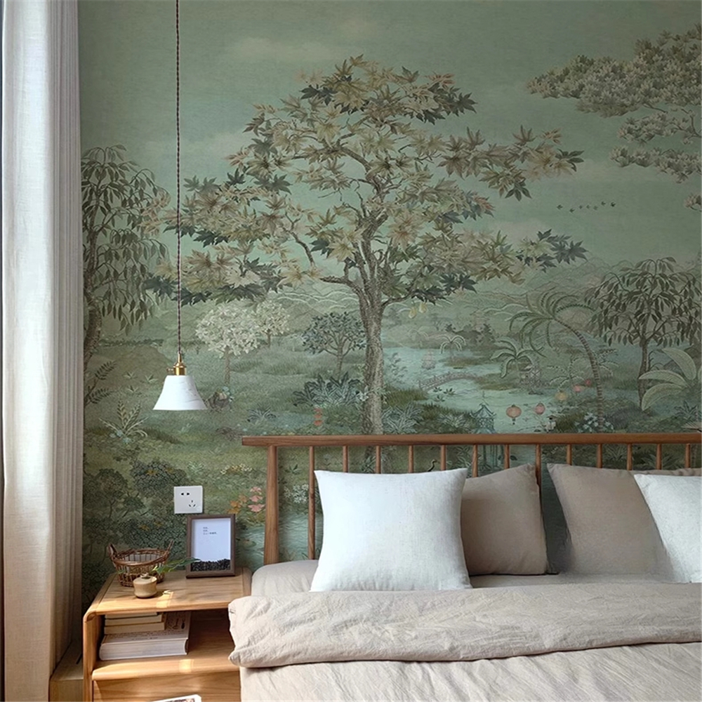 custom Photo Mural  Green Land - Home Improvement Background บทวิจารณ์และราคา