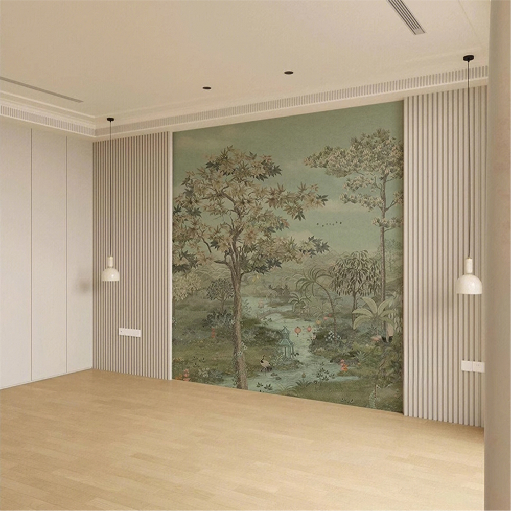 custom Photo Mural  Green Land - Home Improvement Background บทวิจารณ์และราคา