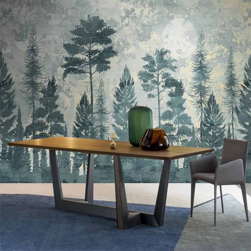Custom Mural Misty Forest Wall - Home Improvement Background บทวิจารณ์และราคา