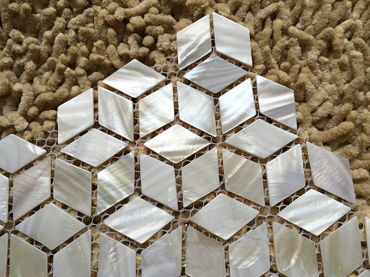 Rhombus white shell mosaic til - Home Improvement Background บทวิจารณ์และราคา