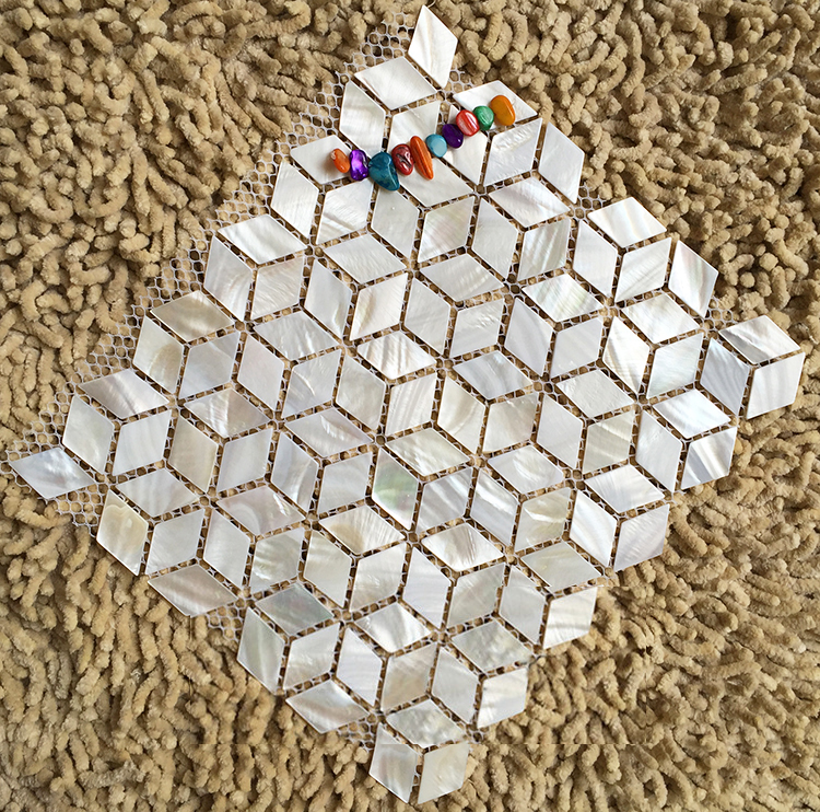 Rhombus white shell mosaic til - Home Improvement Background บทวิจารณ์และราคา