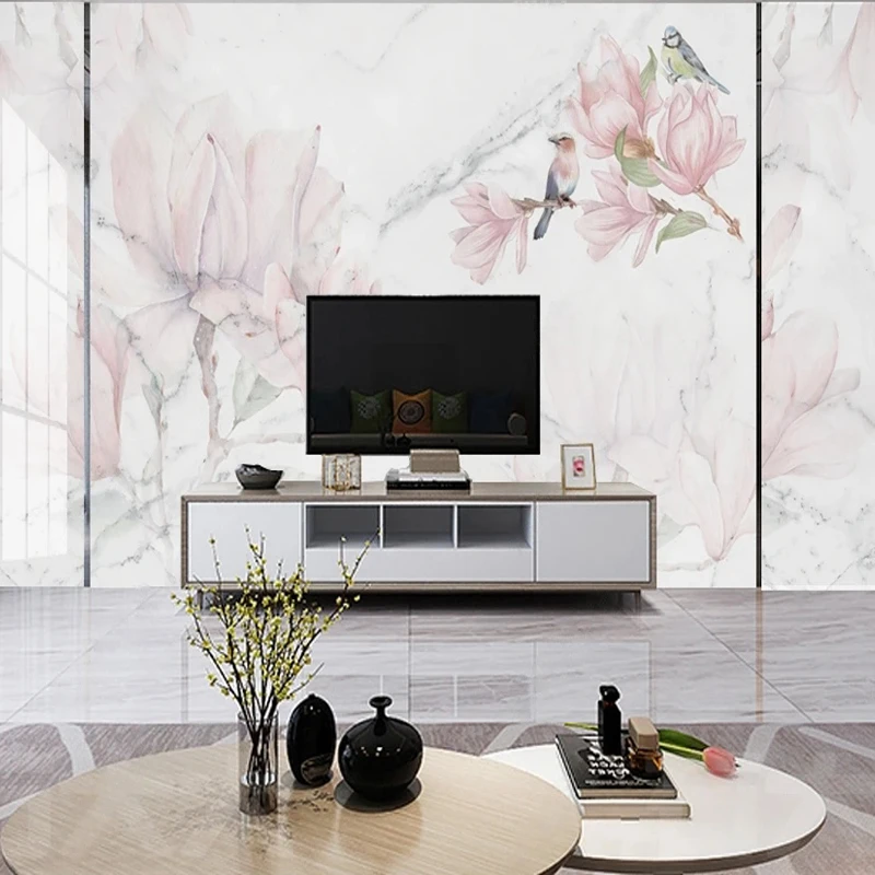 Custom 3D Mural Pink Flowers B - Home Improvement Background บทวิจารณ์และราคา