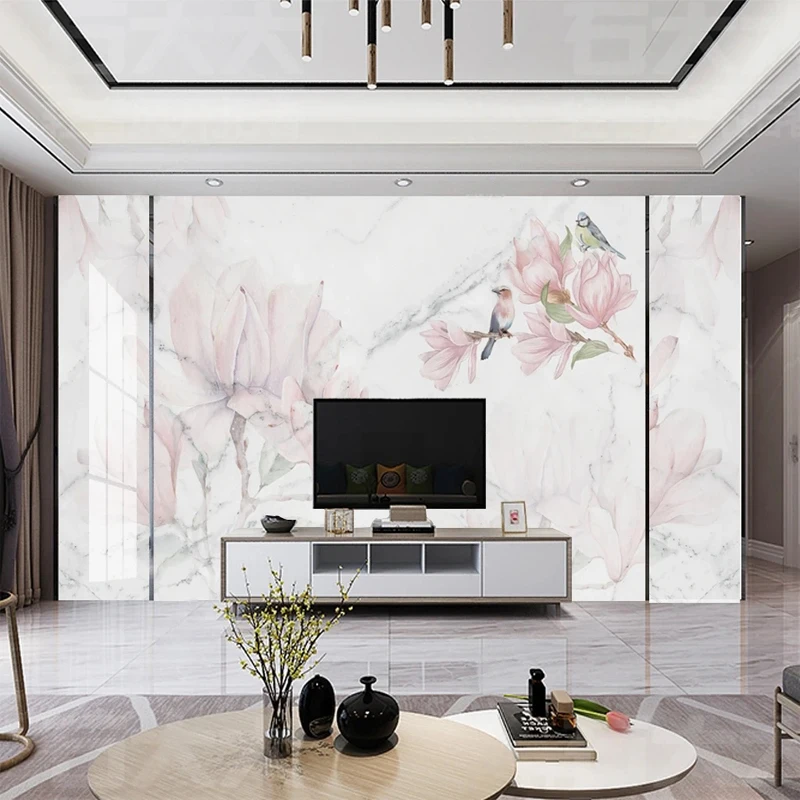 Custom 3D Mural Pink Flowers B - Home Improvement Background บทวิจารณ์และราคา