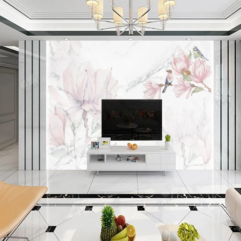 Custom 3D Mural Pink Flowers B - Home Improvement Background บทวิจารณ์และราคา