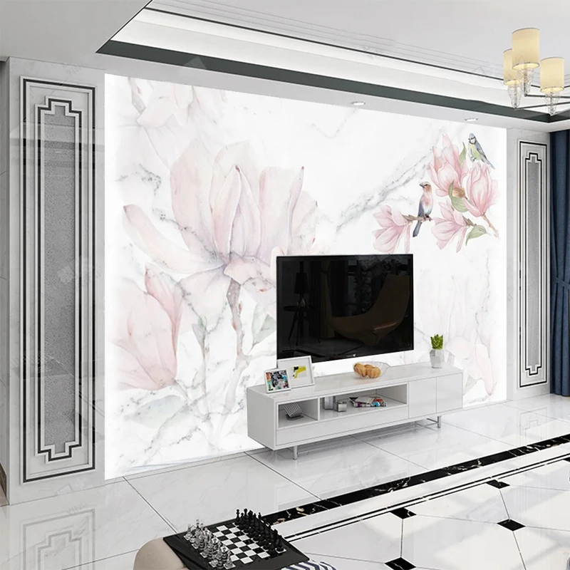 Custom 3D Mural Pink Flowers B - Home Improvement Background บทวิจารณ์และราคา